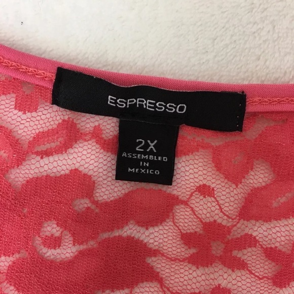 SOLD Espresso Lace Pleated Liquid Knit Top 2X - Picture 5 of 8